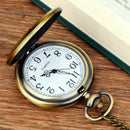 Fashion large bronze thin chain hollow woman hat poker pocket watch D1L3