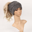 Winter Warm Knitted Ponytail Beanie Hat Messy High Bun Beanie Soft Stretch