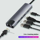5 in 1 Type-C HUB Converter 4K HDMI 2 5Gbps USB3.0 65W PD RJ45 PC Adapter A