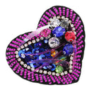 DIY Crystal Heart Beaded Patch Purple Rhinestone Decorative Patches Applique