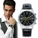 Men Luxury Stainless Steel Quartz Military Sport Leather Band Dial Wrist Watch