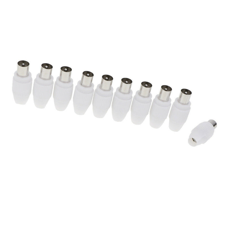 10pcs RF Male Connector Plug Adapter for Coaxial Coax Cable TV Aerial
