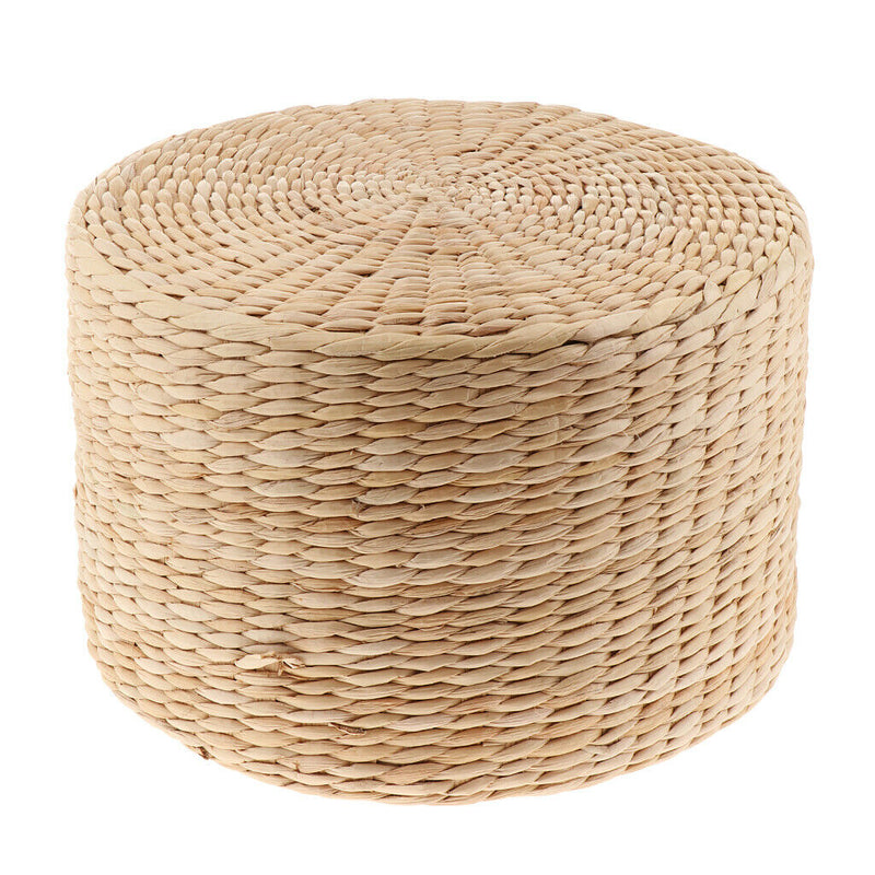 2Pcs 12 inch Rustic Floor Cushion Straw Pouf Seat Meditation Ottoman Home Decor,