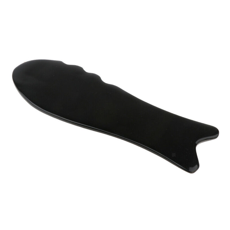 Portable Smooth   Shaped Gua Sha Board Facial Scraping Massage Black