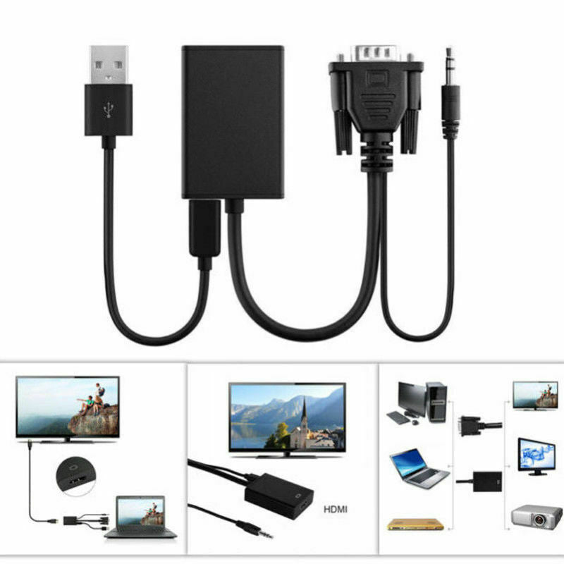 VGA Male To HDMI Output 1080P HD + HDTV Video USB Cable Cord Converter A YCI
