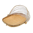 Handmade Bamboo Woven Bug Proof Wicker Food Basket with Gauze Dustproof Cover