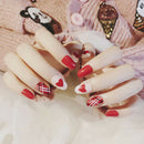 acrylic designer nail tips false red full cover nails art decor finger 24 ME
