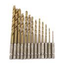 13Pcs Titanium Coated HSS High Speed Steel Drill Bit Set Tool 1/4" Hex Shank