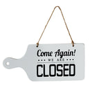 Open Closed Sign Welcome Wood Hanging Plaque for Door Window Bar Cafe White