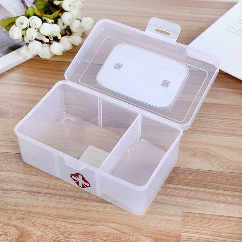 3 Lattice Transparent Rectangular Medicine Box First Aid Storage Kits Box