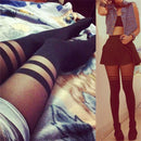 Black Women Girl Temptation Sheer Mock Suspender Tights Pantyhose StockingsT