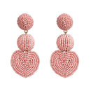 Bohemian Ethnic Style Geometric Round Love Rice Beads Pendant Big Earrings