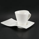 Creative Wave Ceramic Fancy Coffee Cup and Saucer Set European Small Luxury