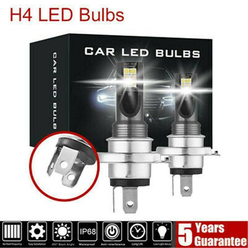 H4 9003 60W 1800LM 6000K Car COB LED Conversion Headlight Bulb Hi/Lo Beam 2Packs