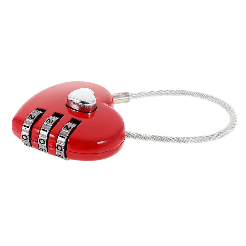 Portable Beautiful Heart Shaped Combination Padlock Combination Lock Travel Case