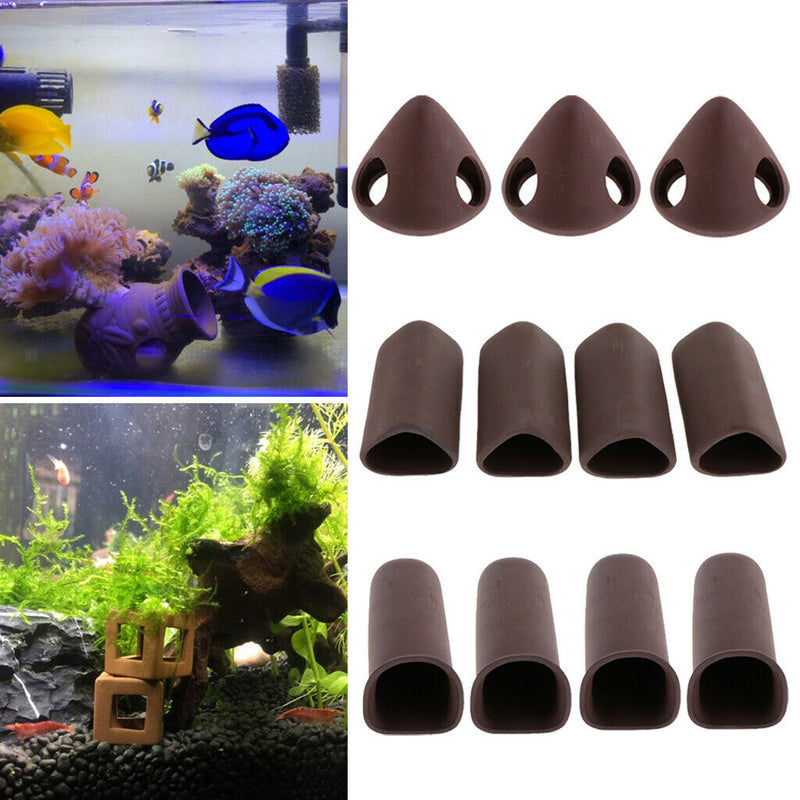 4 Pack Fish Tank Ceramic Tubes Hiding  Shrimp Breeding Spawning Cave