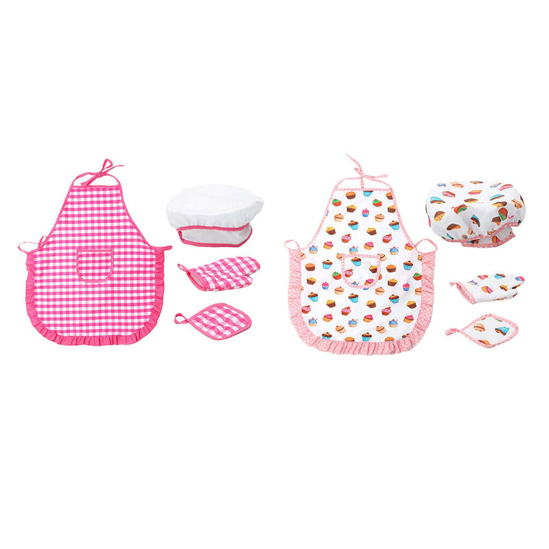 2 Sets Kids Baking Sets for Girls, Real Kids Cooking Set with Hat and Apron,