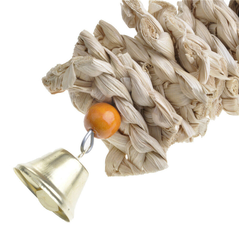 Parrot Bird Toys Chewing Bite Cage Hanging Bell Swing For Pet Birds Straw Toys