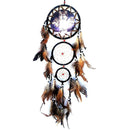 Handmade Wolf Pattern Feather w/ Beads Dream Catcher Wall Hanging Decoration