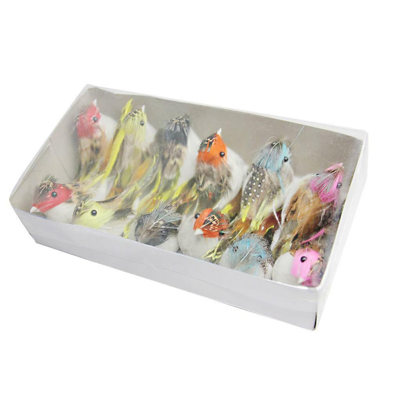 Pack 24Pcs Artificial Feather Bird Foam Birds Home Table Decor Photo Props