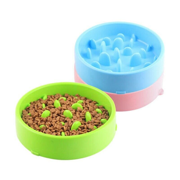 2Pcs Pet Dog Feeding Food Bowls Puppy Slow Down Eating Feeder Dish Bowel Pr E9L6