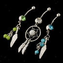 5Pcs Crystal Belly Button Rings Stud for Women Lady Dangle Navel Rings 14g
