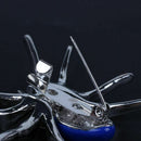 Dazzling Spider Clip Pin Brooch with Rhinestone Blue