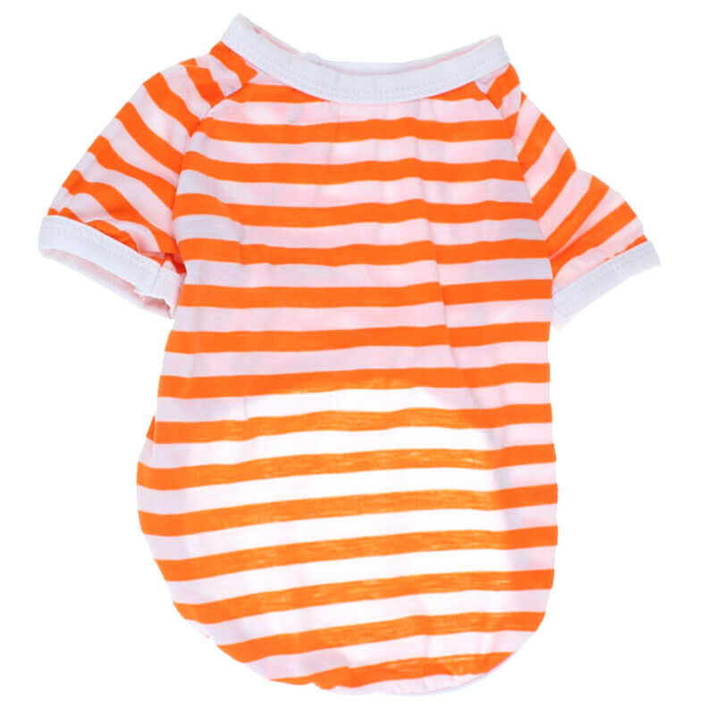 pet stripe Clothes Dogs vest Casual T-shirt Orange XL