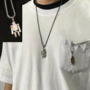 Fashion Stainless Steel Necklace Robot Pendant Choker Hiphop Chain Charm Jewe-OZ