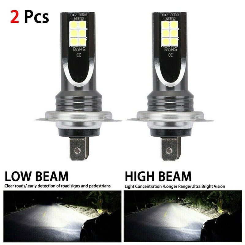 H7 200W Car LED Headlights Fog Bulbs 2PCS CREE Kit 6000k HID Canbus Error Free