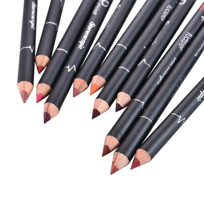12X Lip Pencils Matte Lipliner Pencil Waterproof Makeup Lips Matte Cosmetics Set