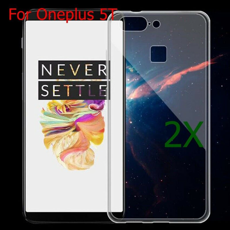 2XUltra Thin Clear Transparent Soft Cover Phone Silicone TPU Case For Oneplus 5T