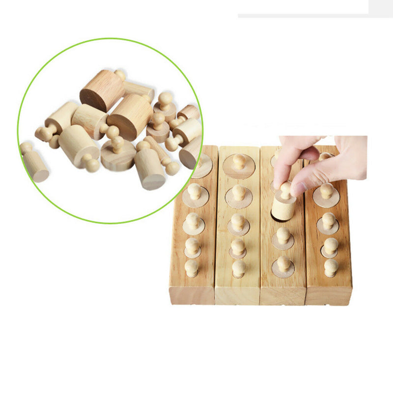 Montessori Sensorial Material - Knobless Cylinders Family Set & Wooden Block