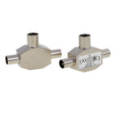 2pcs 2-Way PAL TV Aerial Coaxial Antenna Signal Splitter 1 Female To 2 Male