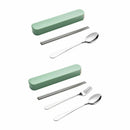 5Pcs Portable cutlery set Dinnerware 410 Stainless Steel Tableware Green Safe