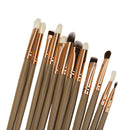 12pcs Professional Eye Makeup Brushes Set Eyeshadow Eyeliner Tool (Brown) A