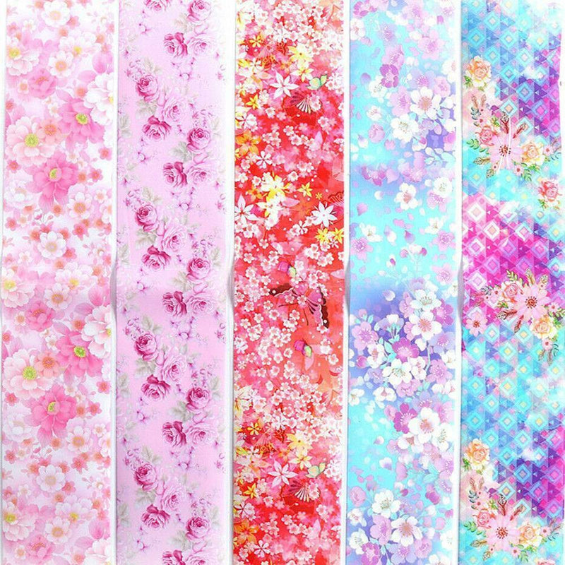 10 Flower Transfer Manicure Decor Nail Foil Nail Art Stickers Holographic Decals