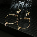 4X Bohemian Large Circle Earrings Ear Clip Crystal Moon Star Stud Jewelry JR