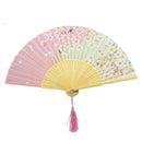 Japanese Chinese Bamboo Lace Cherry Blossom Folding Hand Fan Wedding Party BD3C
