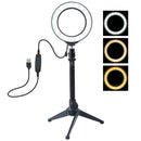 4.6 inch 3 Modes USB Dimmable LED Ring Vlog Video Lights + Desktop Tripod  IKF