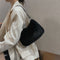 Plush Underarm Pack Shoulder Messenger Bag Women Soft Fluffy Totes (Black)