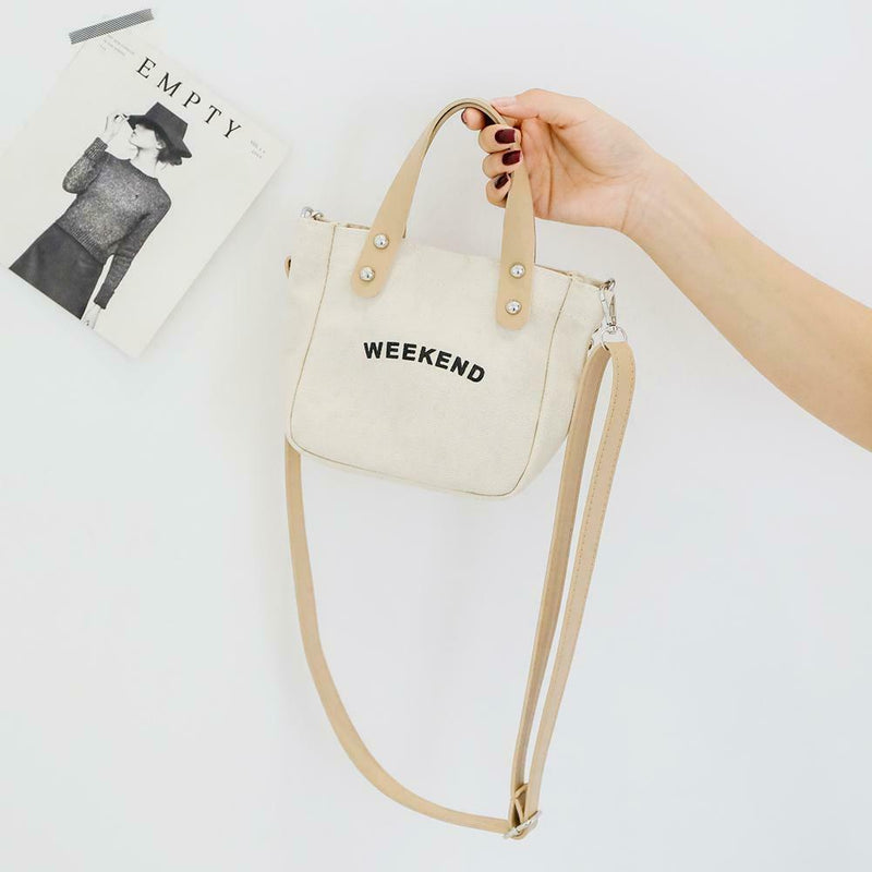 Letter Print Shoulder Satchel Handbags Canvas Women Crossbody Bags (White)