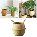 20cm Seagrass Wicker Basket Foldable Plant Pot Nursery Laundry Storage Bag Z7W3