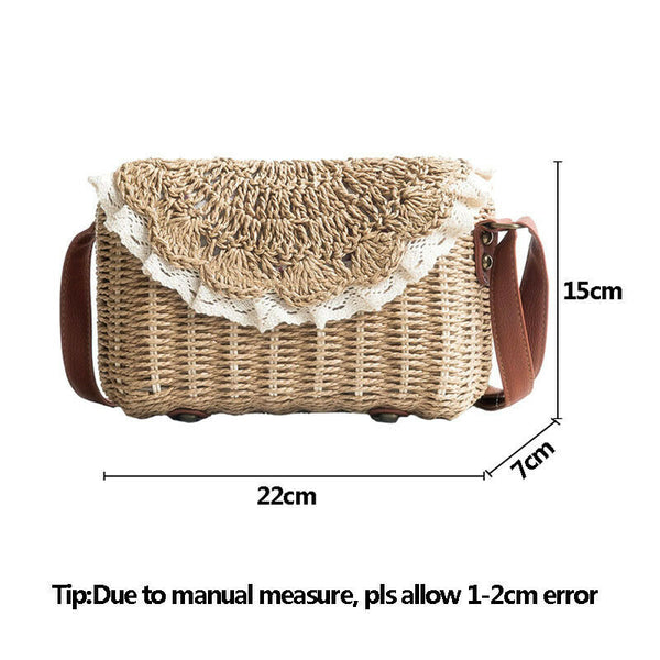 Women Lace Straw Bags Popular Female Holiday Handbag Summer Hot Lady Weave  G9H9