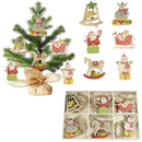 30pcs DIY Wooden Chips Santa Claus Pendants Christmas Tree Hanging Ornament A