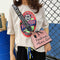 Women PU Leather Shell Wide Shoulder Strap Crossbody Messenger Bag (Pink) A