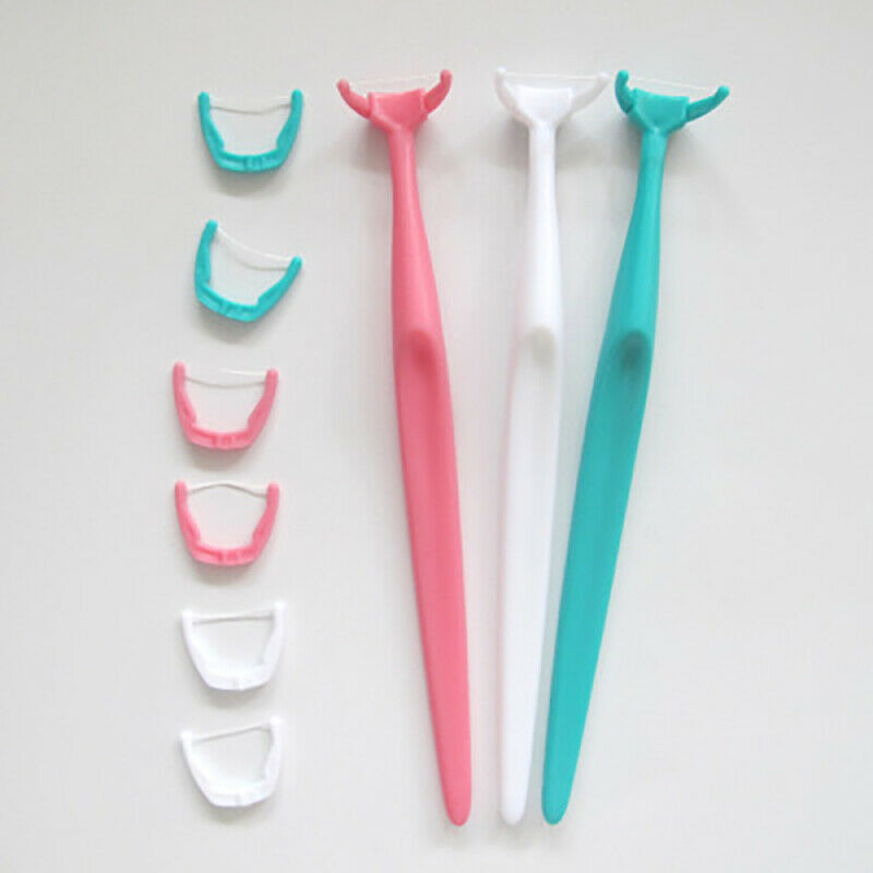 40pcs Floss Head+2pcs Handle Brush Dental Floss Head Replaceable Teeth Stick