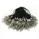 100pcs Black Mobile Cell Phone Charm Nylon Lanyard Cords With Lobster Clasps New