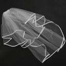 Elegant 2T White Wedding Bridal Elbow Satin Edge Veil With Comb