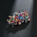 Multicolor Rhinestone Rhino Brooch Pins For Women Alloy Accessories Collar